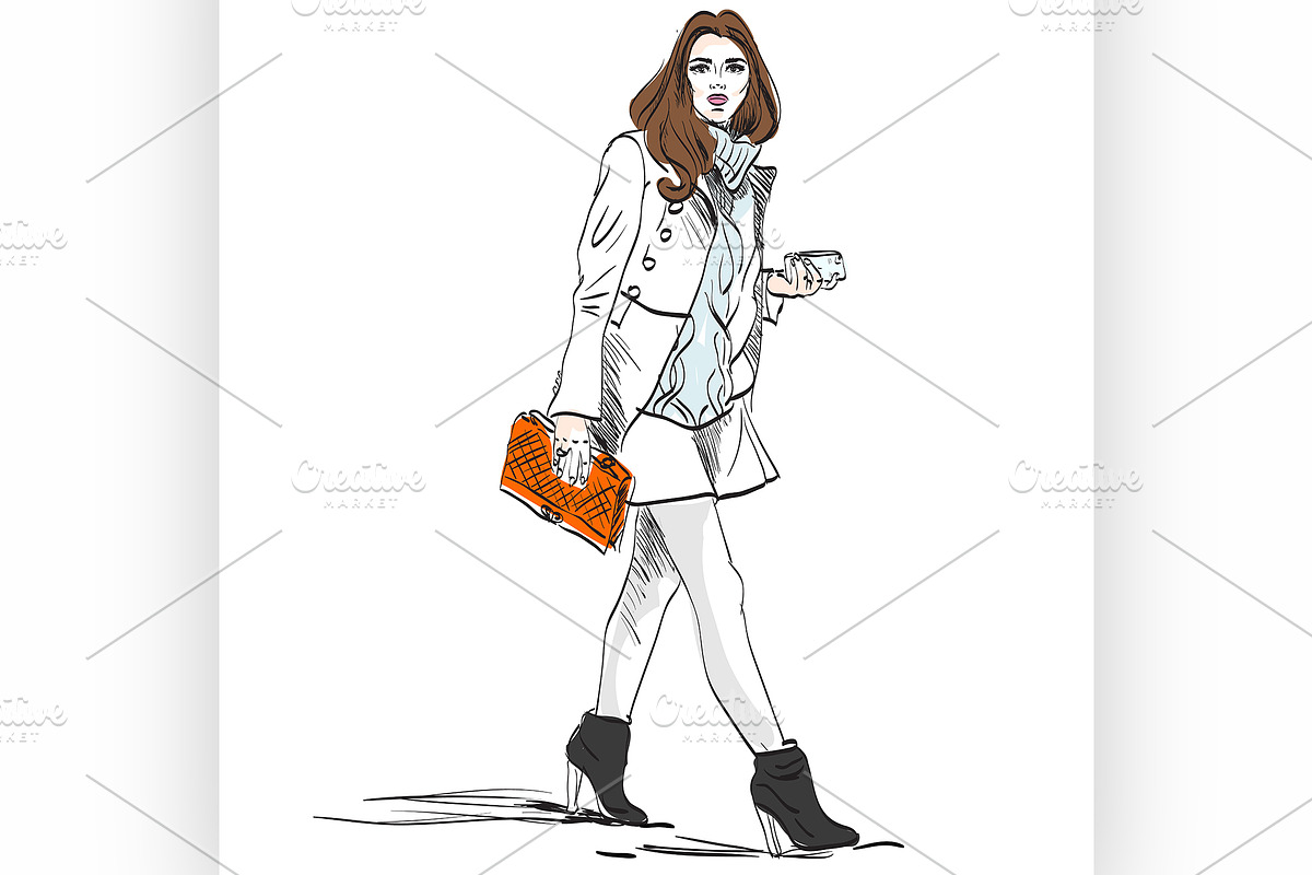 Model fashion. Sketch. in Illustrations - product preview 8