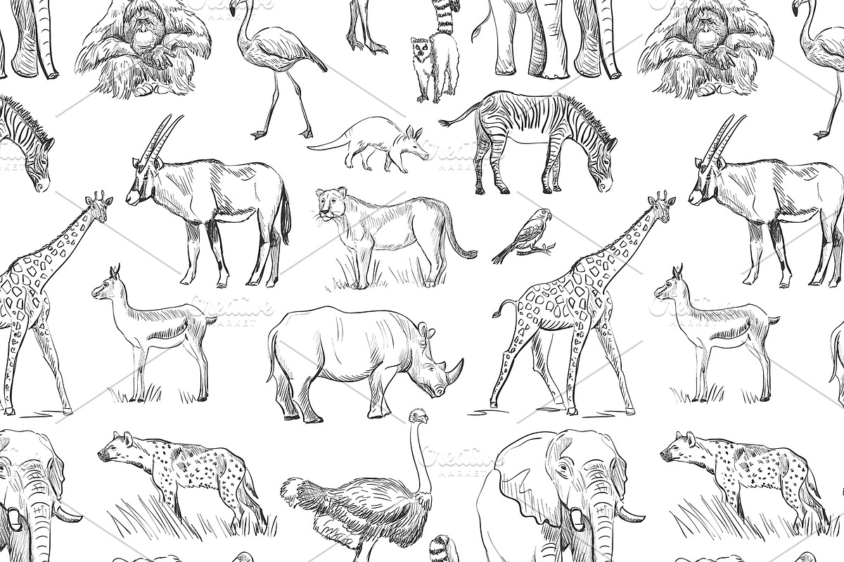 Seamless animal planet pattern in Patterns - product preview 8
