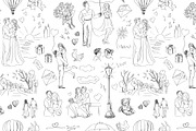Seamless pattern with love story