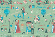 Seamless pattern with love story