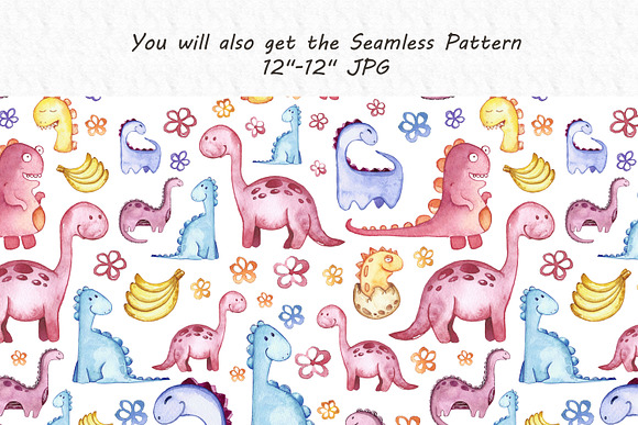 Watercolor Dinosaurs ClipArt in Illustrations - product preview 1