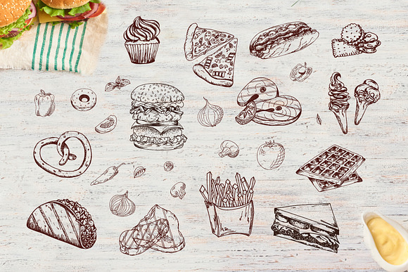 Fast Food-clipart+menu in Illustrations - product preview 6