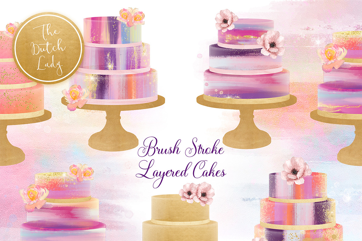Brush Stroke Marmor Cake Clipart Set in Illustrations - product preview 8