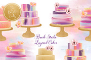 Brush Stroke Marmor Cake Clipart Set