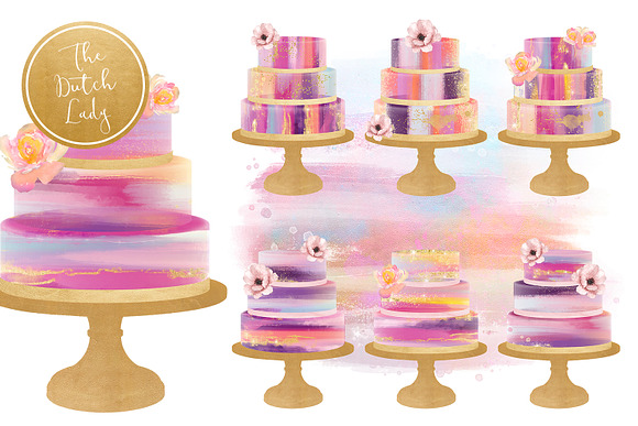 Brush Stroke Marmor Cake Clipart Set in Illustrations - product preview 3