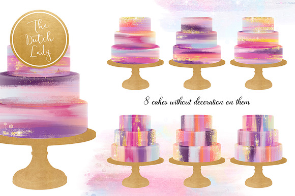 Brush Stroke Marmor Cake Clipart Set in Illustrations - product preview 5