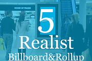 5 Realistic Billboard&Rollup Mockup