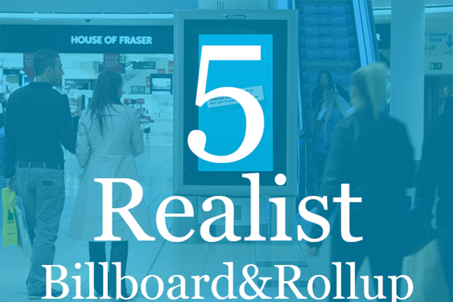 5 Realistic Billboard&Rollup Mockup in Print Mockups - product preview 8