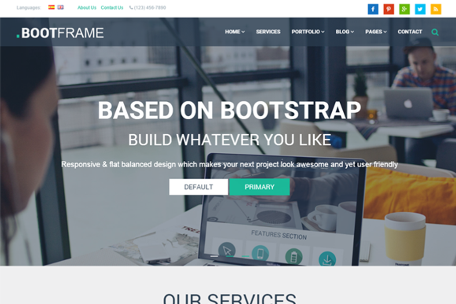 BootFrame - WordPress theme in WordPress Business Themes - product preview 8