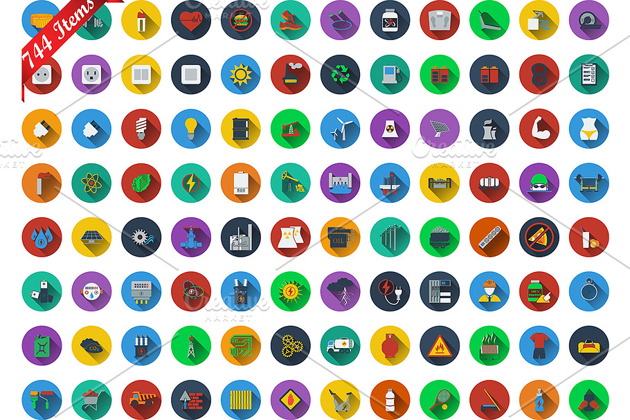 744 icons in flat design in Communication Icons - product preview 8