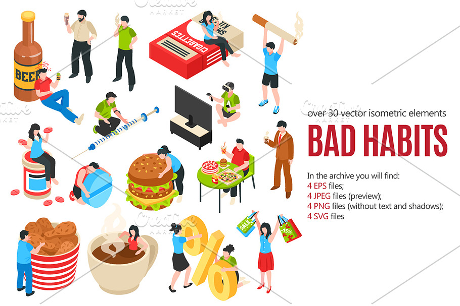 Bad Habits Isometric in Illustrations - product preview 8