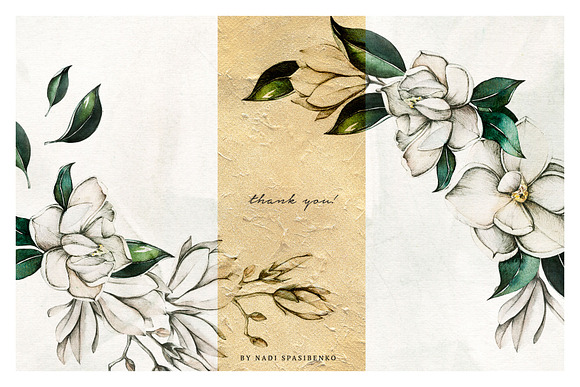 Watercolor White Magnolia in Illustrations - product preview 3