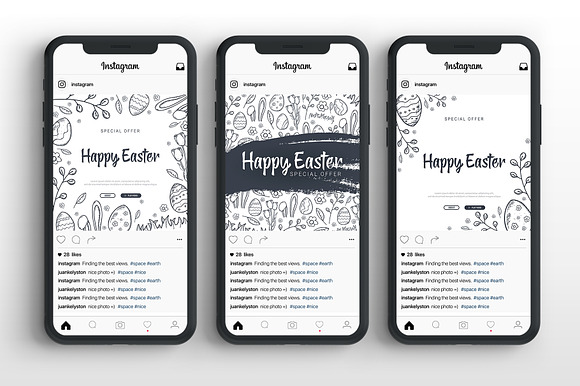 Happy Easter. 9 Banners in Instagram Templates - product preview 2