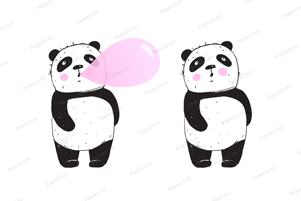 Funny Panda Chewing Bubble Gum