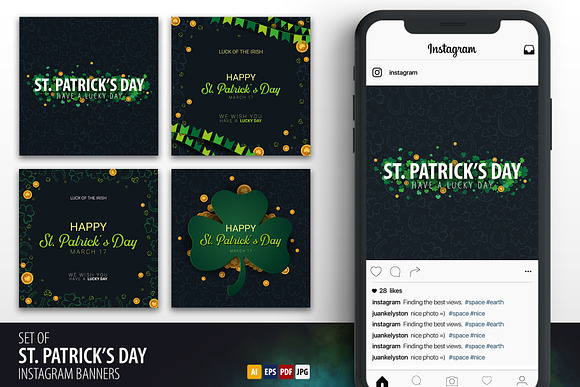 St. Patrick's Day. Insta Banners in Instagram Templates - product preview 2