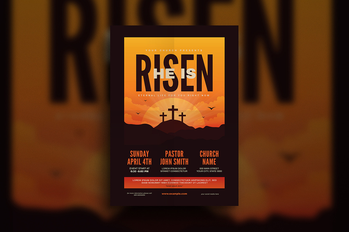He is Risen Church Flyer in Flyer Templates - product preview 8