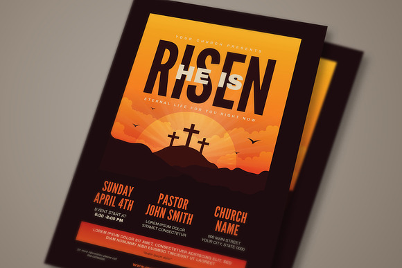 He is Risen Church Flyer in Flyer Templates - product preview 1