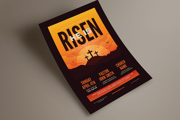 He is Risen Church Flyer in Flyer Templates - product preview 2