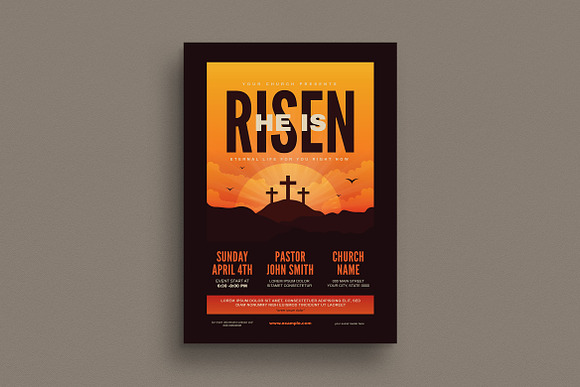 He is Risen Church Flyer in Flyer Templates - product preview 3