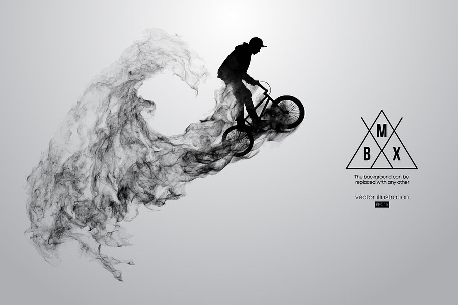 Silhouette of a BMX rider. Vector in Illustrations - product preview 8