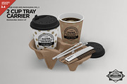 Coffee Set Carrier Packaging Mockup