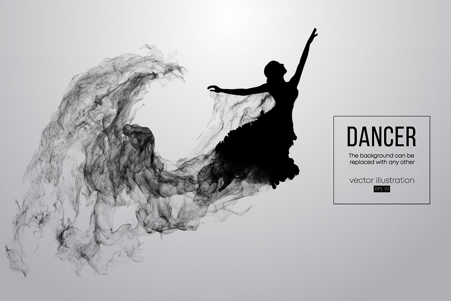 Silhouette of a dancing girl. Vector in Illustrations - product preview 8