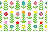 Tulips and flowers. Seamless pattern