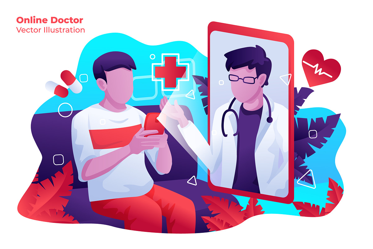Online Doctor - Vector Illustration in Illustrations - product preview 8