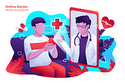 Online Doctor - Vector Illustration