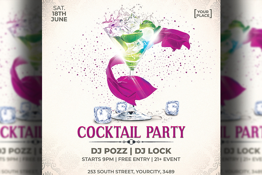 Cocktail Party Flyer Template in Flyer Templates - product preview 8