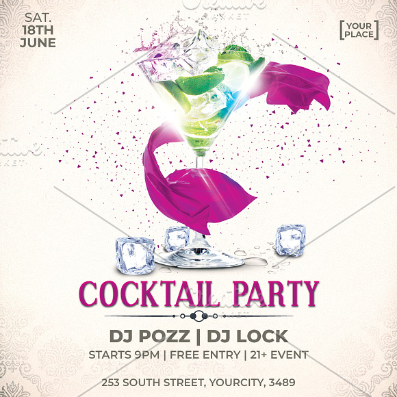 Cocktail Party Flyer Template in Flyer Templates - product preview 1