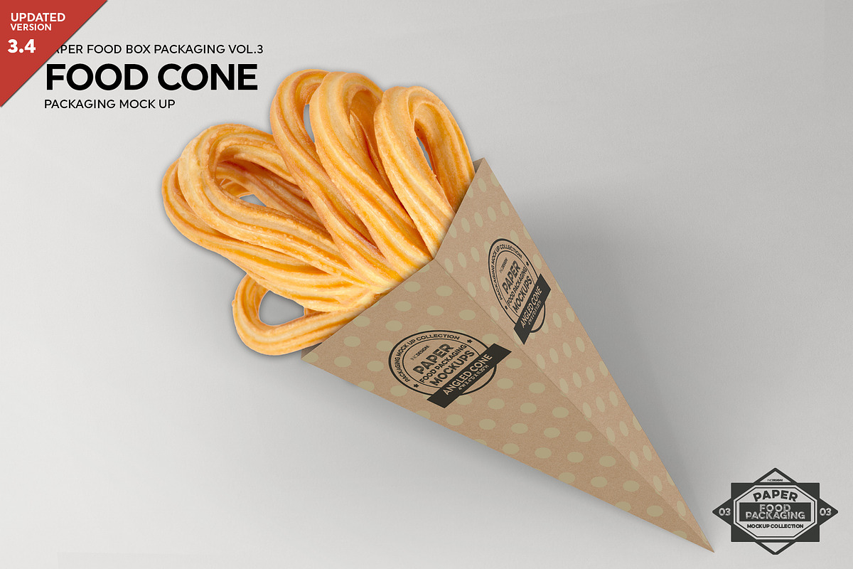 Paper Food Cone Packaging Mockup in Branding Mockups - product preview 8