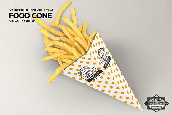 Paper Food Cone Packaging Mockup in Branding Mockups - product preview 2