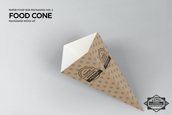 Paper Food Cone Packaging Mockup in Branding Mockups - product preview 3