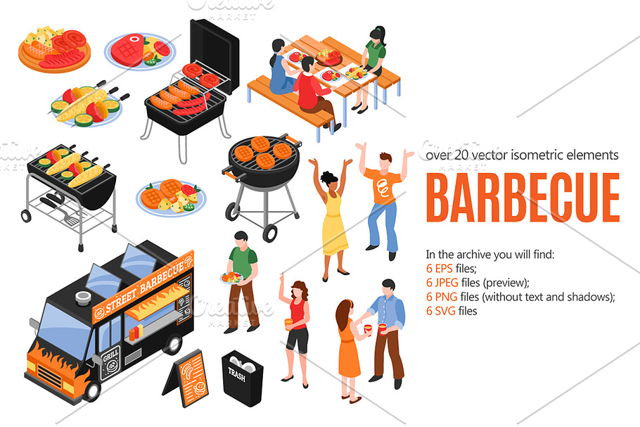 Barbecue Isometric Set in Illustrations - product preview 8