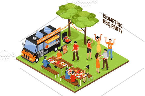 Barbecue Isometric Set in Illustrations - product preview 1