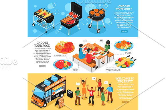 Barbecue Isometric Set in Illustrations - product preview 3
