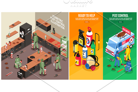 Pest Control Isometric Set in Illustrations - product preview 1