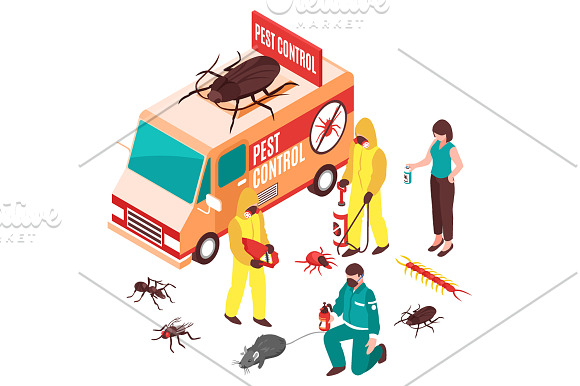 Pest Control Isometric Set in Illustrations - product preview 3