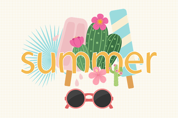 Tropical Summer Vector Set in Illustrations - product preview 3