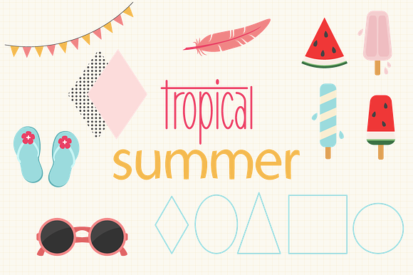 Tropical Summer Vector Set in Illustrations - product preview 6