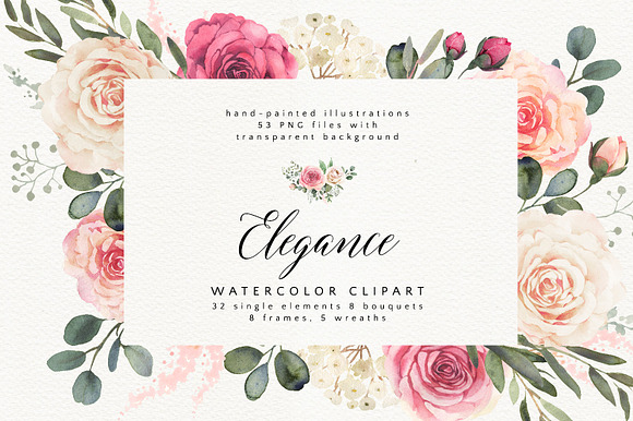 Elegance watercolor clipart in Illustrations - product preview 8