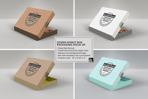 Donut Box Packaging Mockup in Branding Mockups - product preview 1