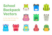 50 Flat School Backpack Vector Icons