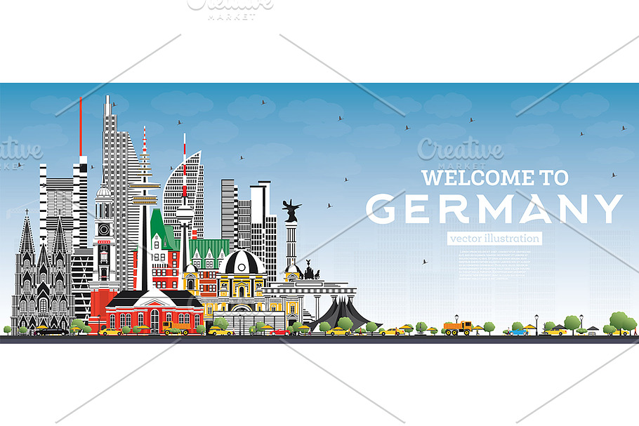 Welcome to Germany Skyline with Gray in Illustrations - product preview 8