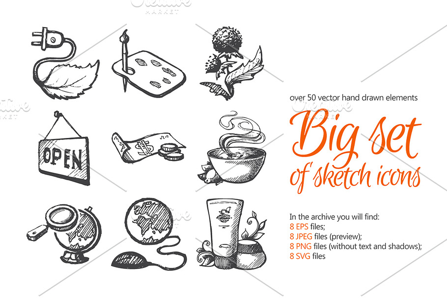 Sale! Big Sketch Set in Icons - product preview 8