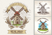 Mill in graphic style