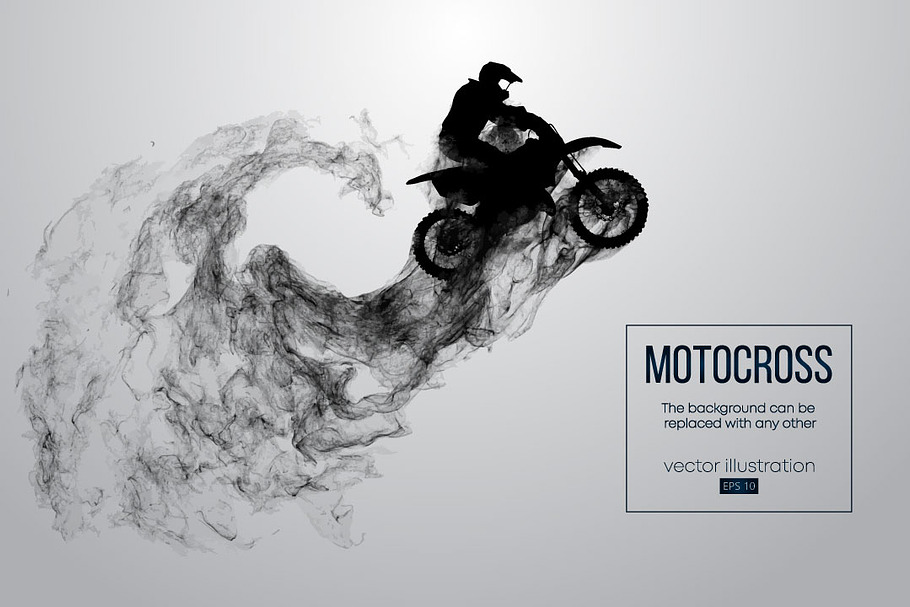 Silhouette of a motocross rider in Illustrations - product preview 8