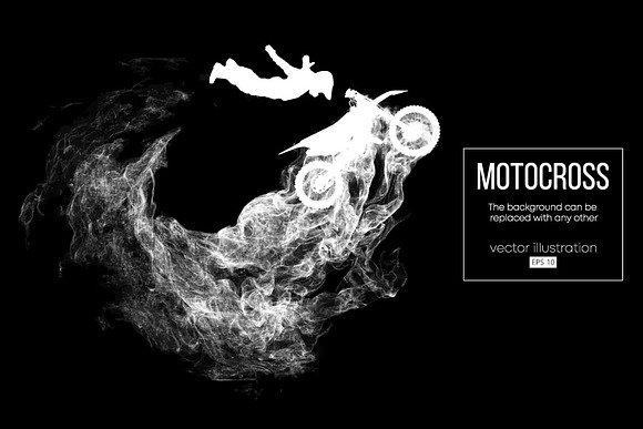 Silhouette of a motocross rider in Illustrations - product preview 1