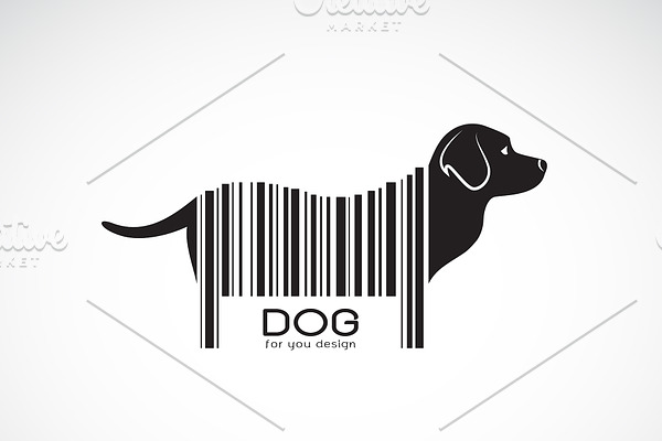 Dog on the body is a barcode. Pet.